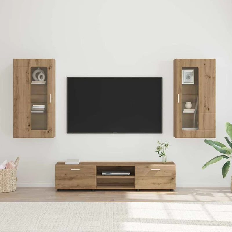 TV-Schrankset mit Wandschränken 3-teilig