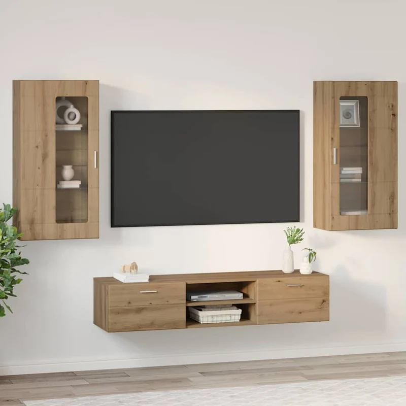 TV-Schrankset mit Wandschränken 3-teilig