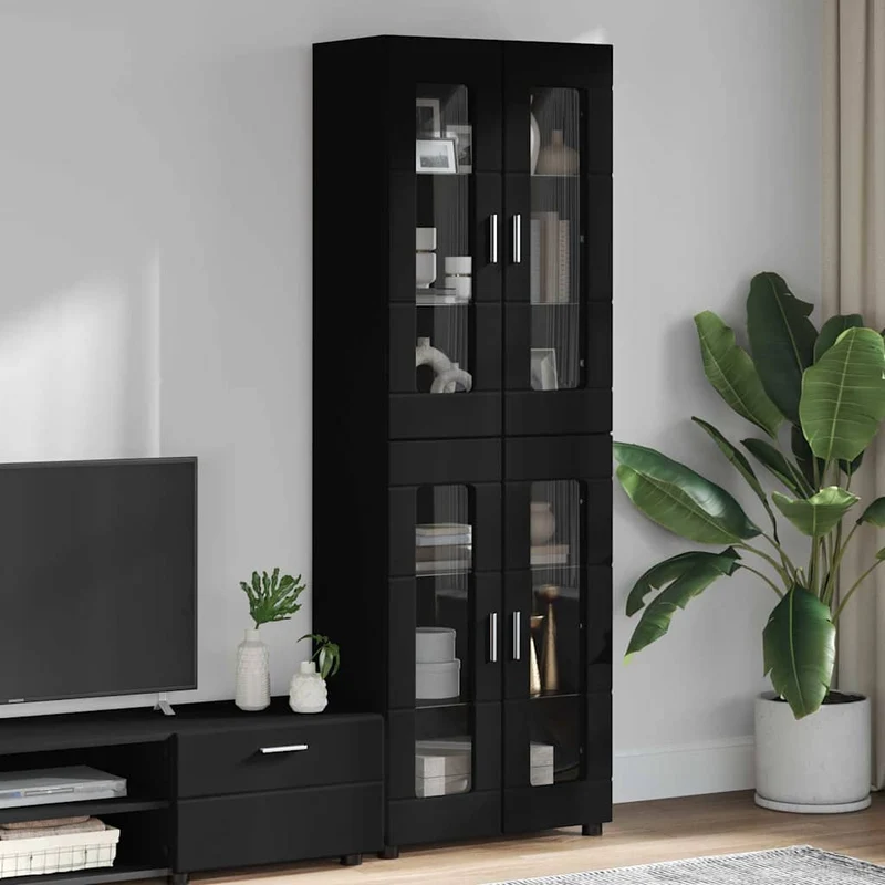 Highboard mit 4 Glastüren - Vitrine 182 cm hoch
