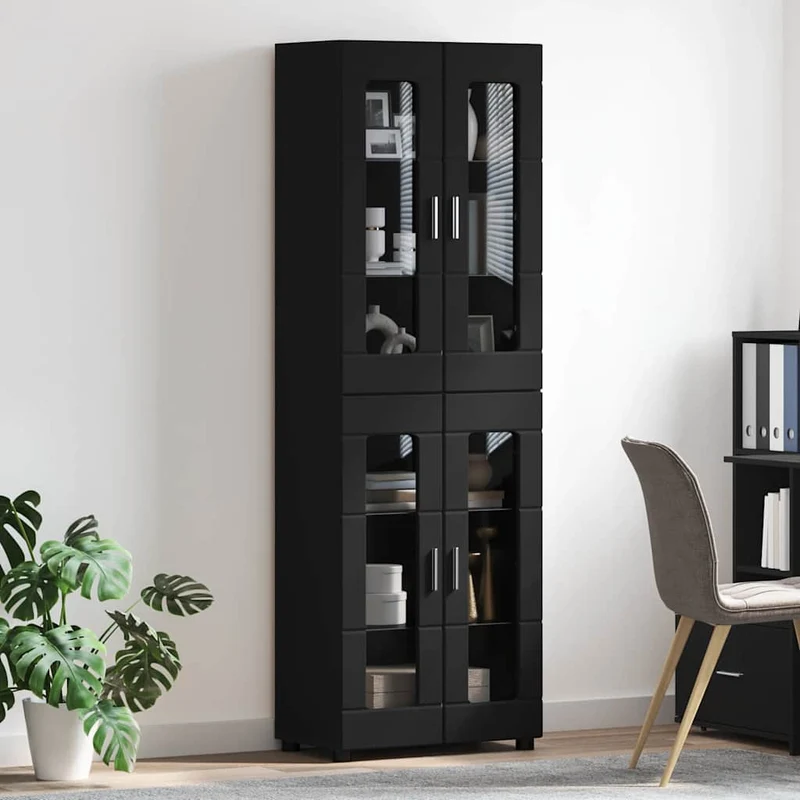 Highboard mit 4 Glastüren - Vitrine 182 cm hoch