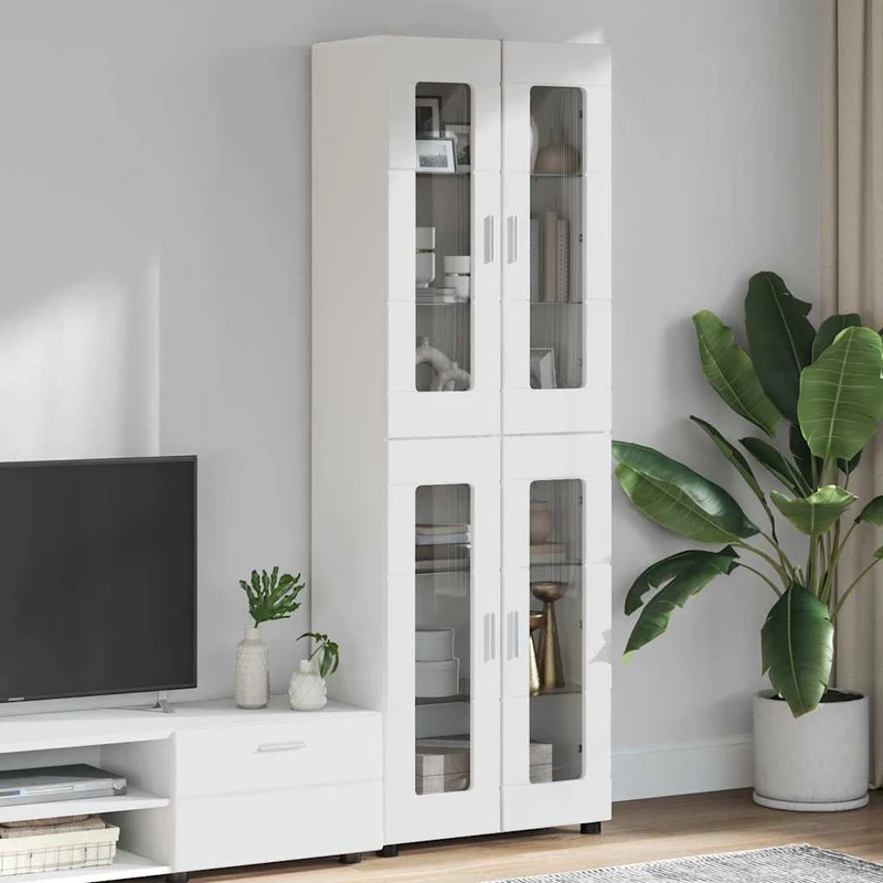 Highboard mit 4 Glastüren - Vitrine 182 cm hoch