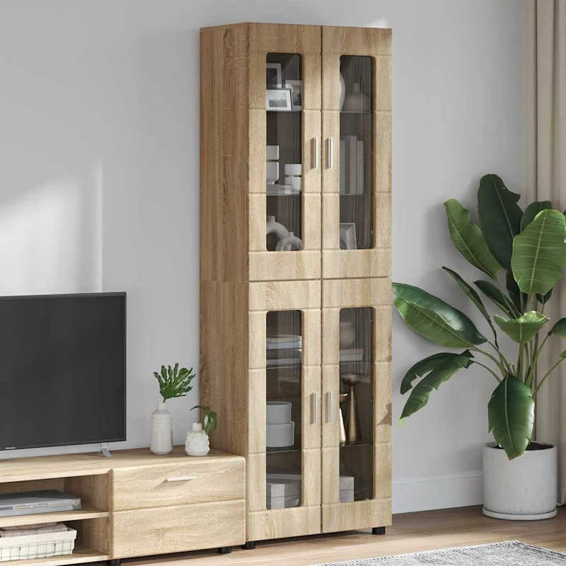 Highboard mit 4 Glastüren - Vitrine 182 cm hoch