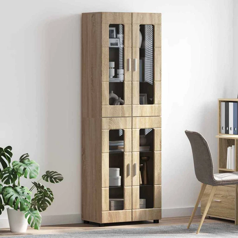 Highboard mit 4 Glastüren - Vitrine 182 cm hoch