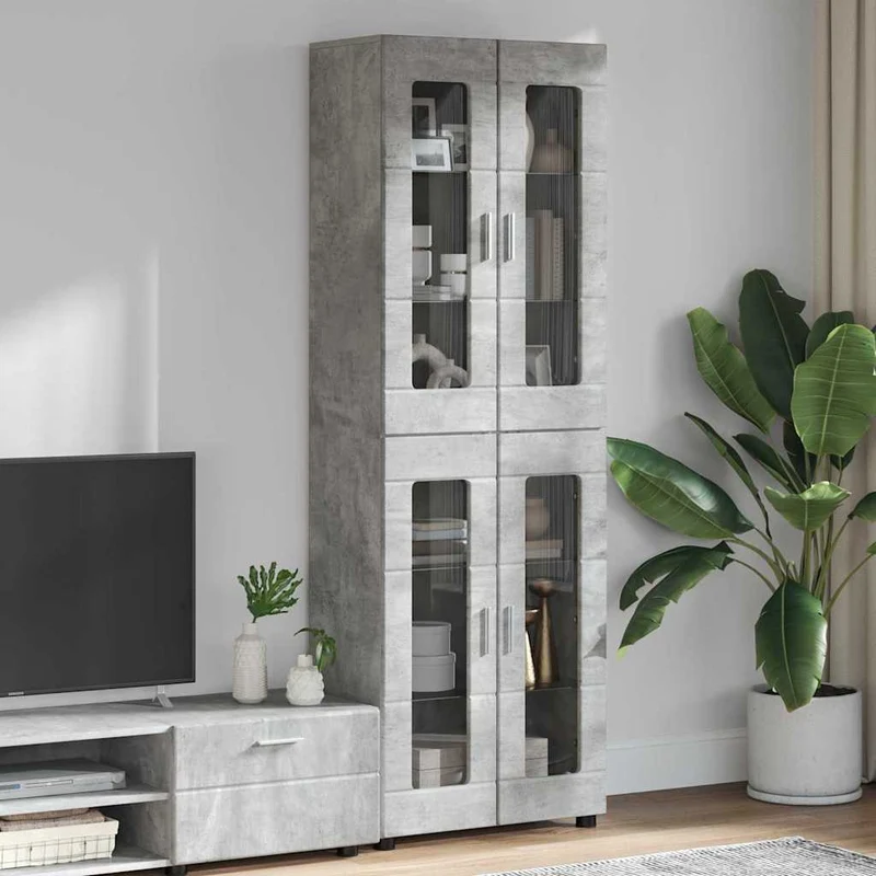 Highboard mit 4 Glastüren - Vitrine 182 cm hoch