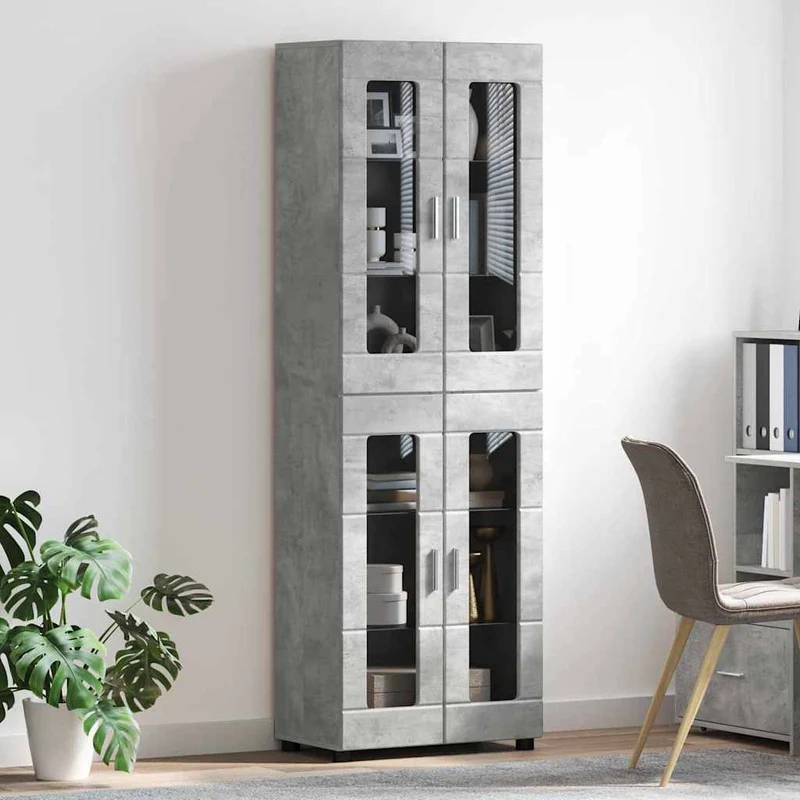 Highboard mit 4 Glastüren - Vitrine 182 cm hoch