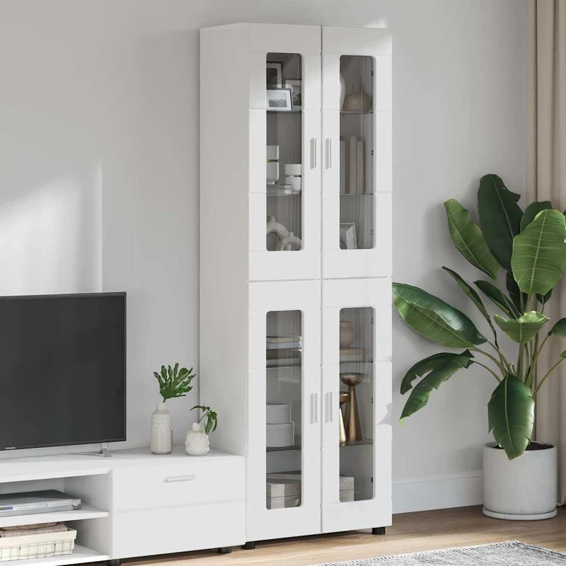 Highboard mit 4 Glastüren - Vitrine 182 cm hoch