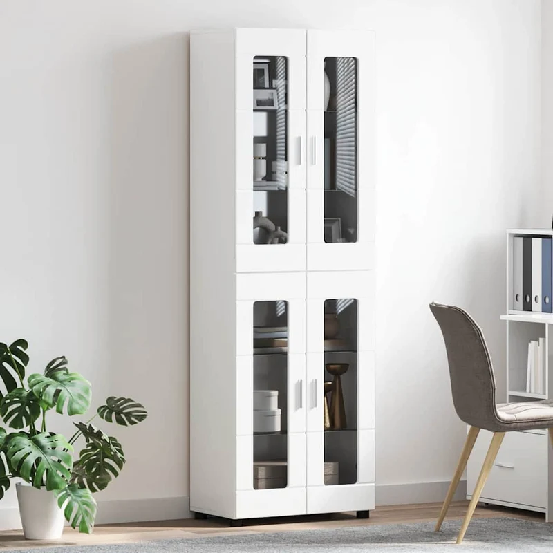 Highboard mit 4 Glastüren - Vitrine 182 cm hoch