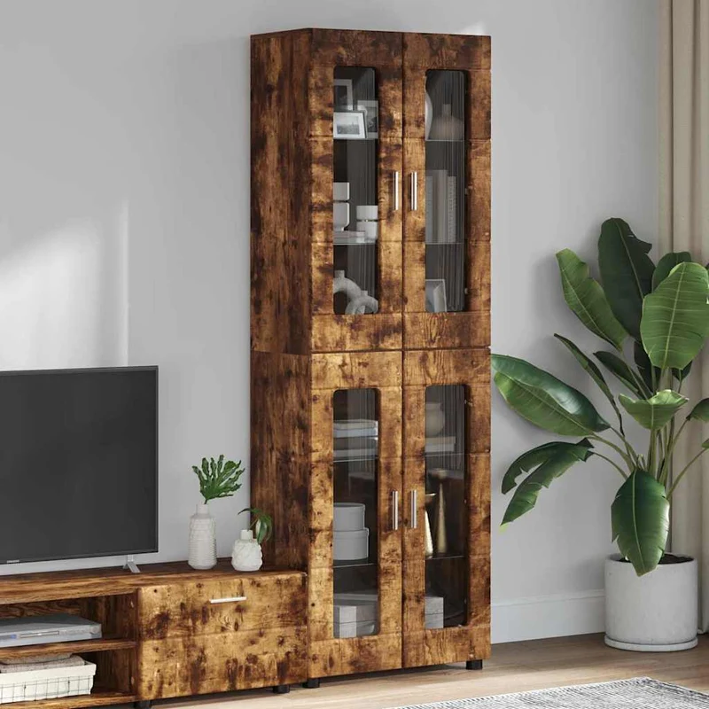 Highboard mit 4 Glastüren - Vitrine 182 cm hoch