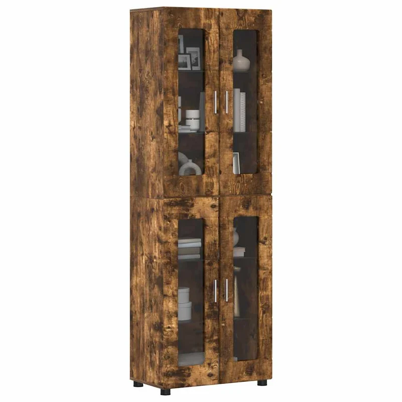 Highboard mit 4 Glastüren - Vitrine 182 cm hoch