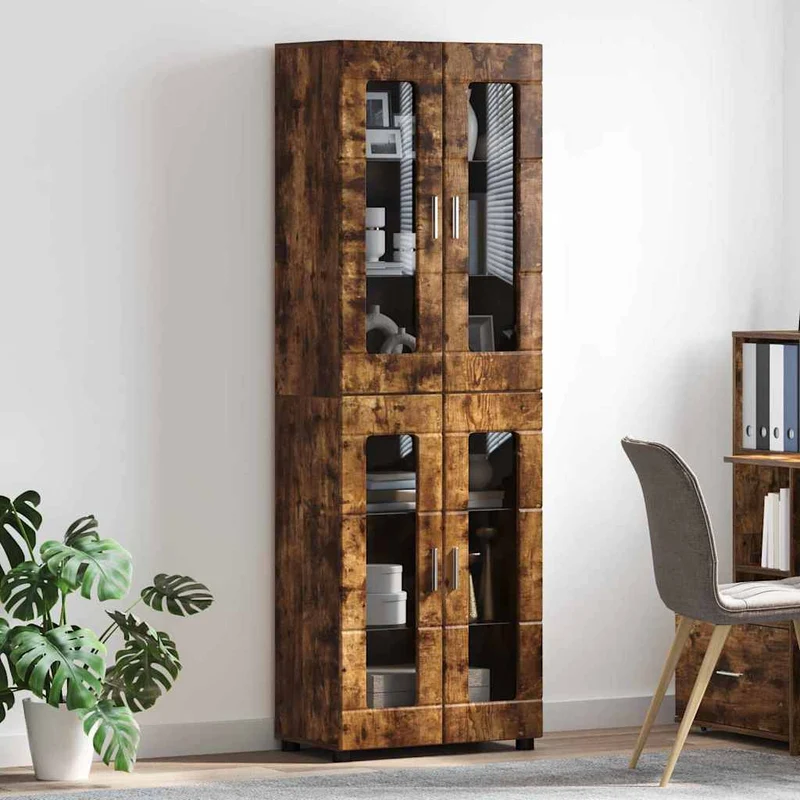 Highboard mit 4 Glastüren - Vitrine 182 cm hoch