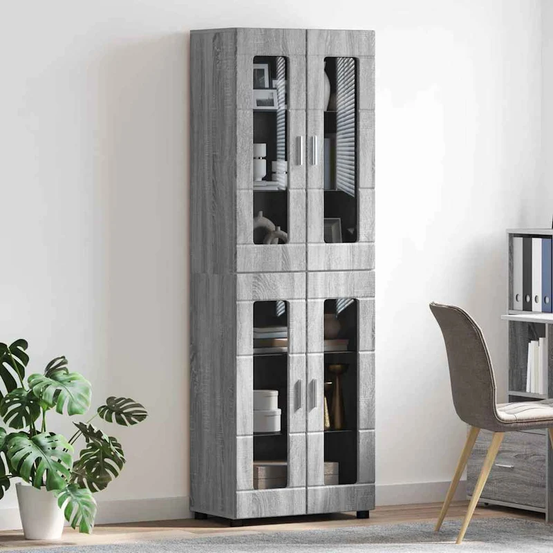 Highboard mit 4 Glastüren - Vitrine 182 cm hoch