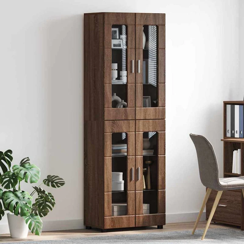 Highboard mit 4 Glastüren - Vitrine 182 cm hoch