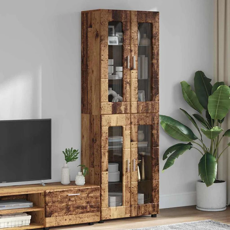 Highboard mit 4 Glastüren - Vitrine 182 cm hoch