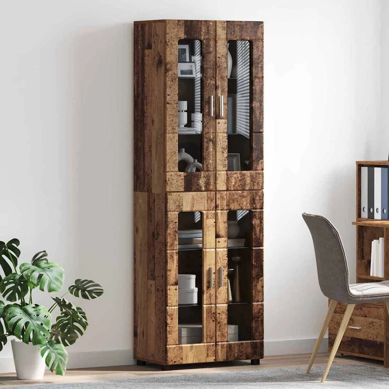 Highboard mit 4 Glastüren - Vitrine 182 cm hoch