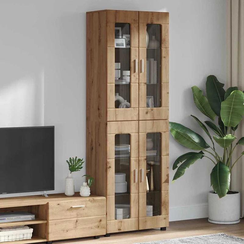 Highboard mit 4 Glastüren - Vitrine 182 cm hoch