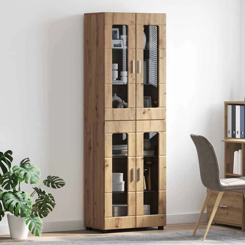 Highboard mit 4 Glastüren - Vitrine 182 cm hoch