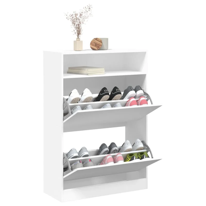 Schmaler Schuhschrank mit 2 Klappen & Ablage