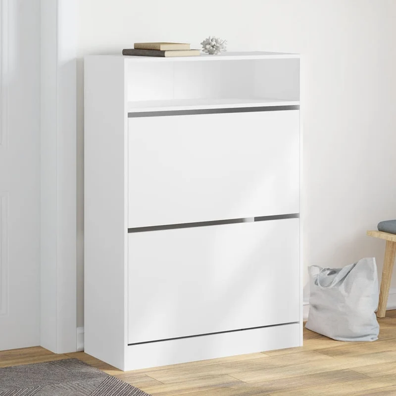 Schmaler Schuhschrank mit 2 Klappen & Ablage