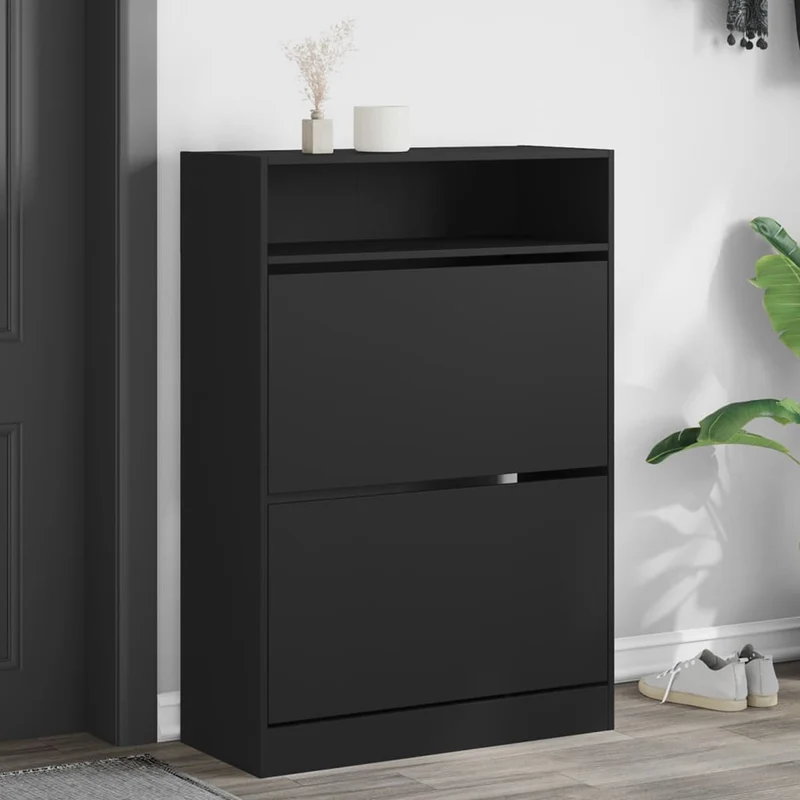 Schmaler Schuhschrank mit 2 Klappen & Ablage