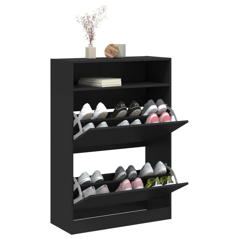 Schmaler Schuhschrank mit 2 Klappen & Ablage