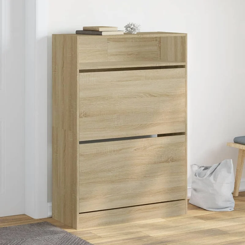Schmaler Schuhschrank mit 2 Klappen & Ablage