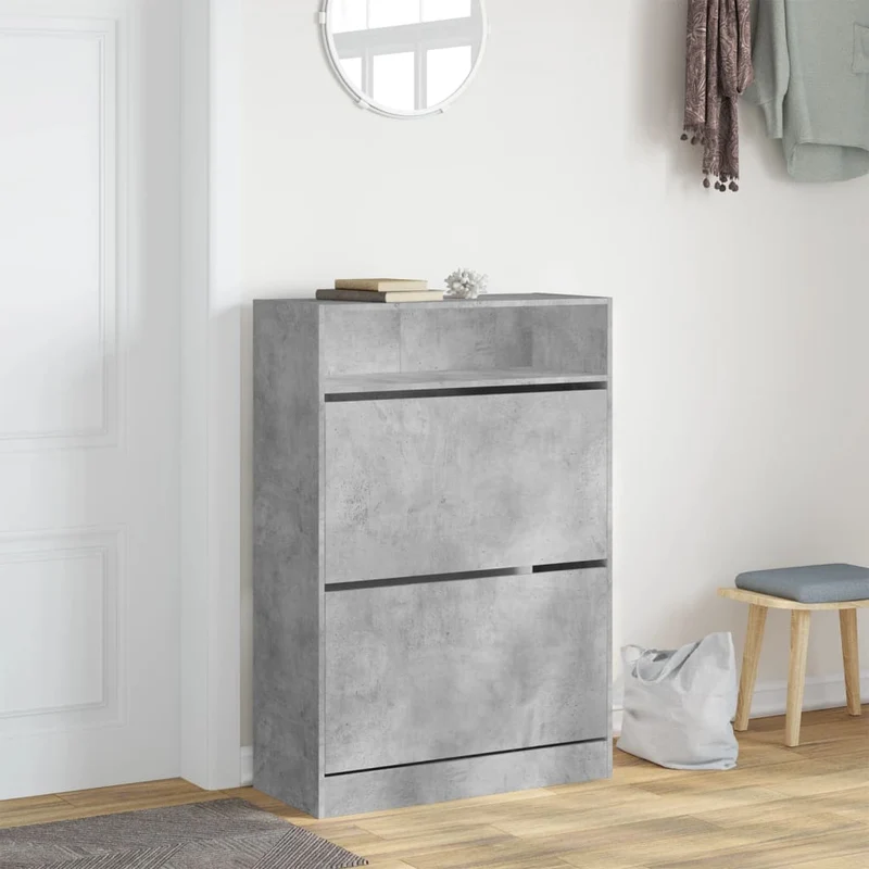 Schmaler Schuhschrank mit 2 Klappen & Ablage