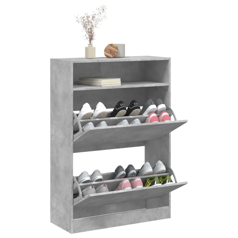 Schmaler Schuhschrank mit 2 Klappen & Ablage