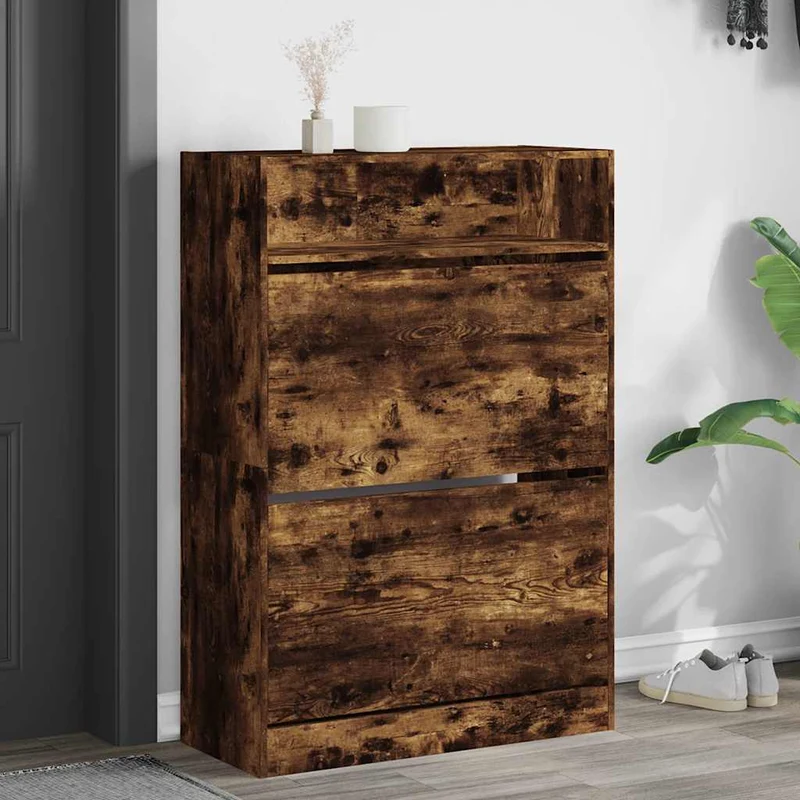 Schmaler Schuhschrank mit 2 Klappen & Ablage