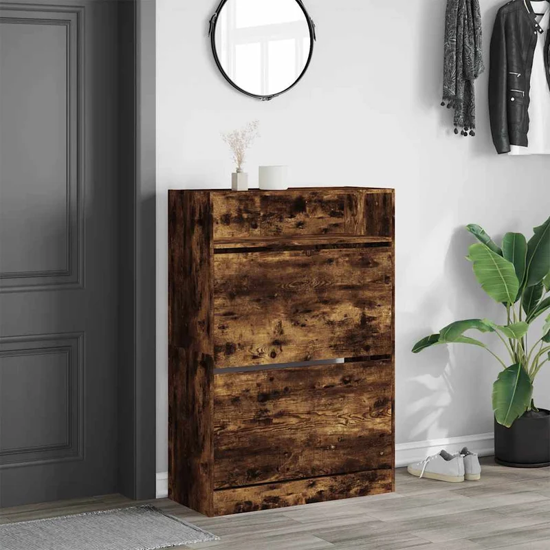 Schmaler Schuhschrank mit 2 Klappen & Ablage