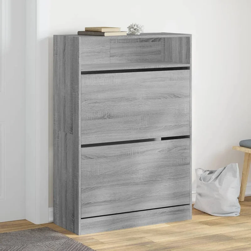 Schmaler Schuhschrank mit 2 Klappen & Ablage