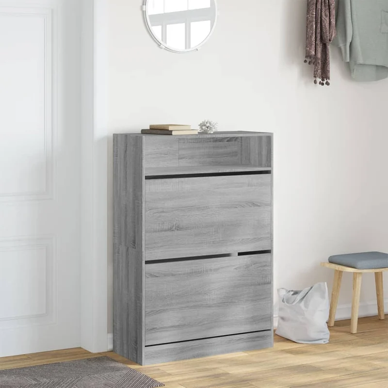 Schmaler Schuhschrank mit 2 Klappen & Ablage