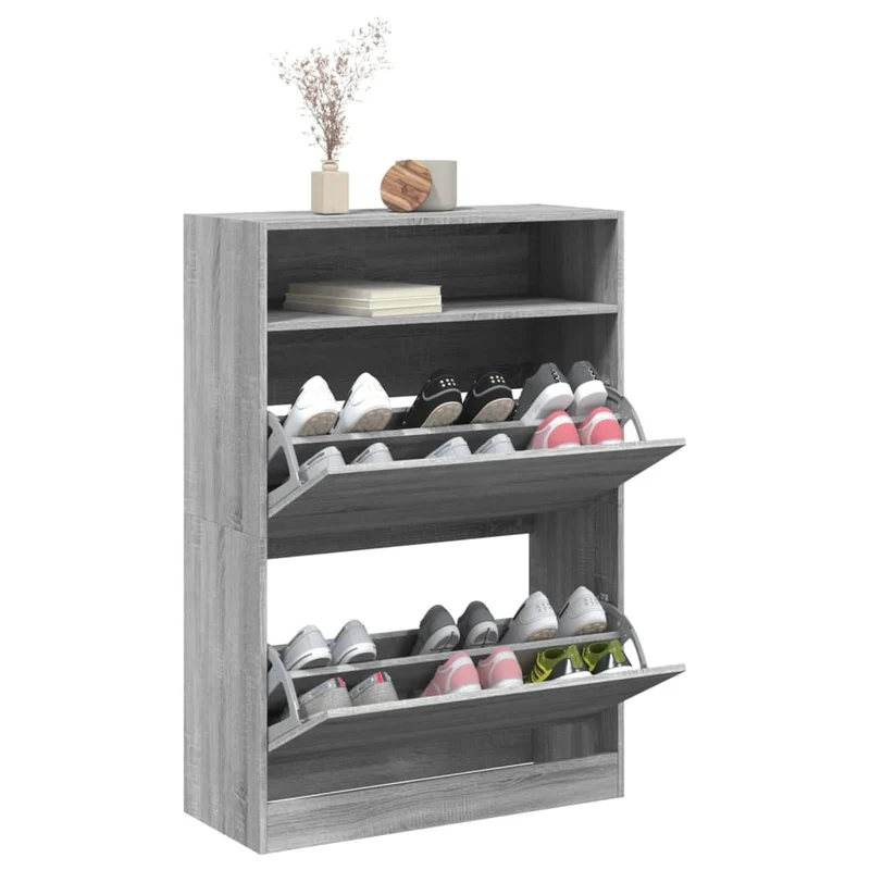 Schmaler Schuhschrank mit 2 Klappen & Ablage