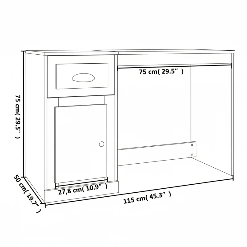 Moderner, stabiler Schreibtisch mit Schublade, 115 cm