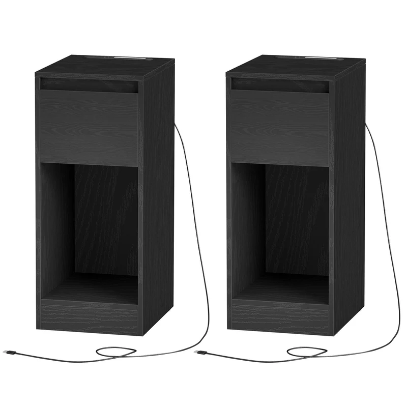 Nachttisch mit LED Beleuchtung USB Anschlüssen und Schublade