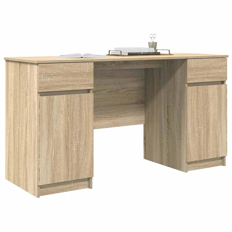 Großer Schreibtisch mit Schubladen und Türen, 140 cm