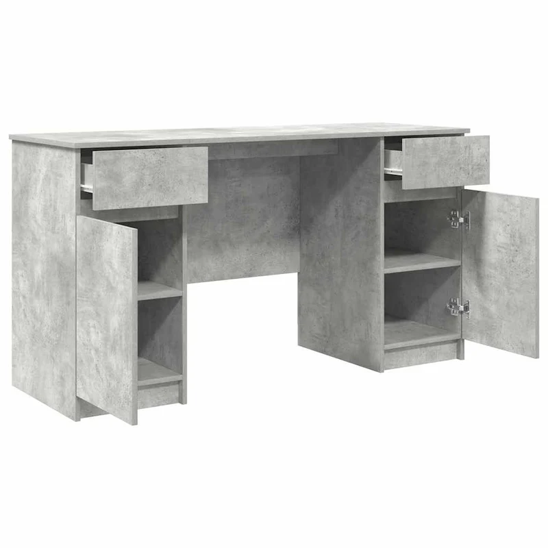 Großer Schreibtisch mit Schubladen und Türen, 140 cm