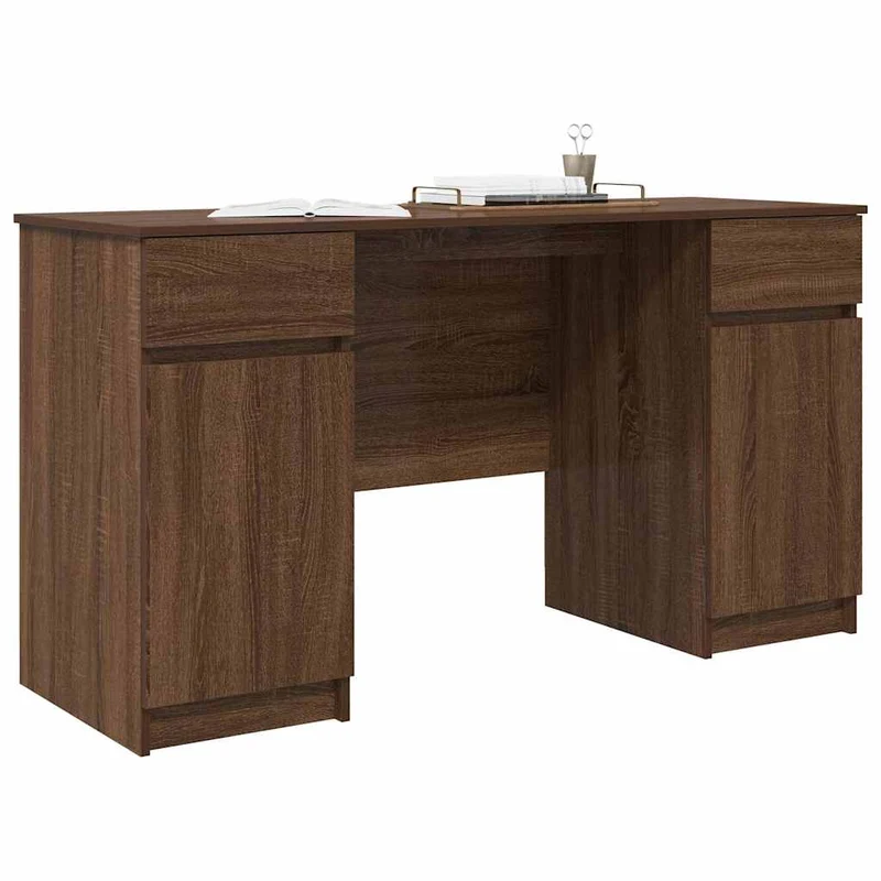 Großer Schreibtisch mit Schubladen und Türen, 140 cm