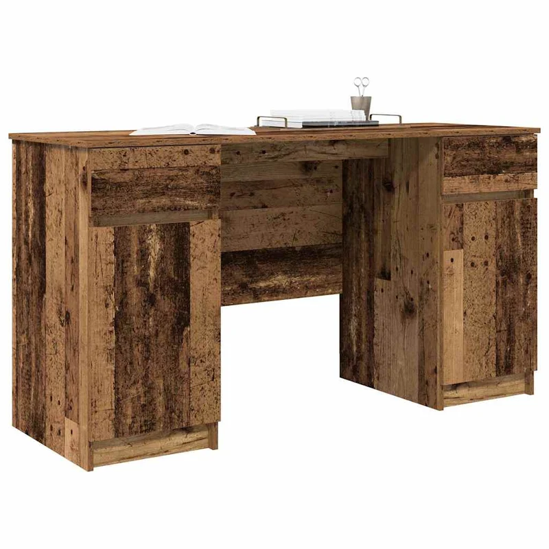 Großer Schreibtisch mit Schubladen und Türen, 140 cm