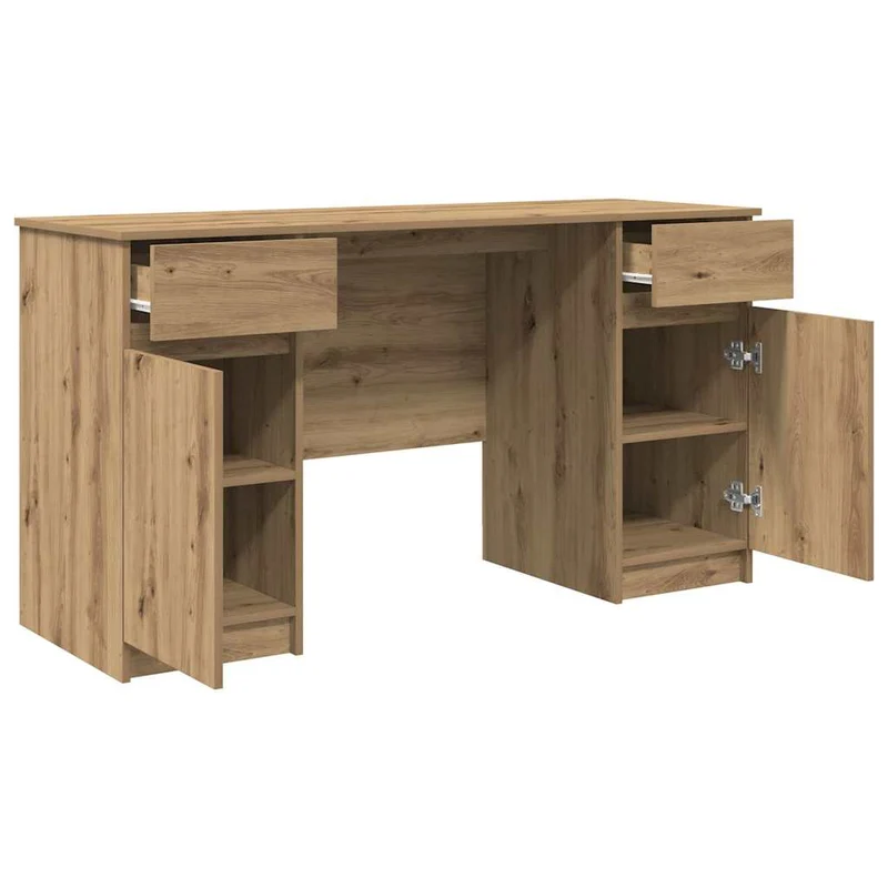 Großer Schreibtisch mit Schubladen und Türen, 140 cm