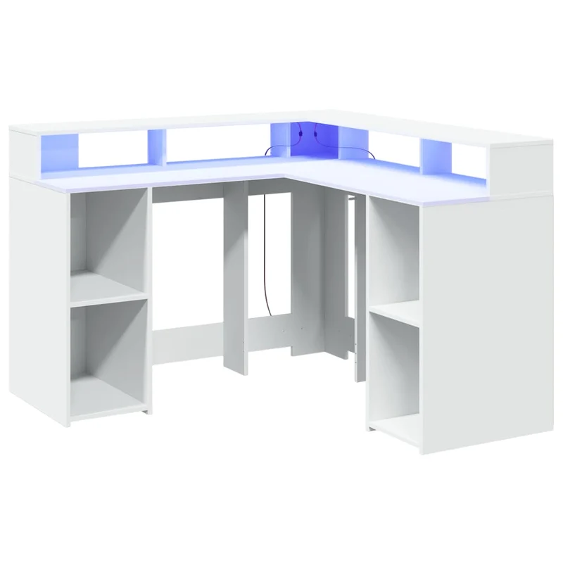 LED-beleuchteter Eck-Schreibtisch mit Monitorerhöhung