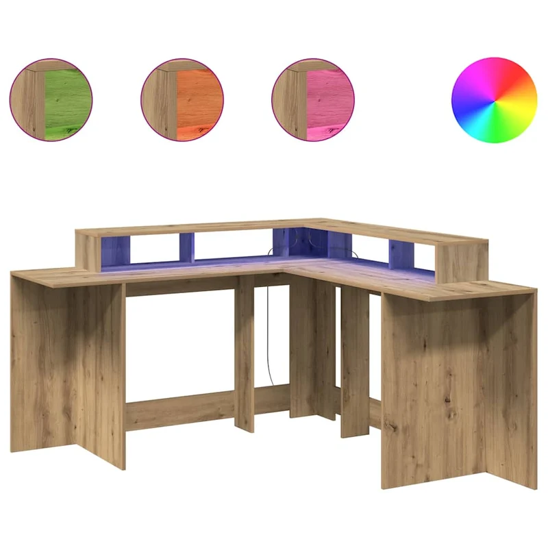 Praktischer LED-beleuchteter Eck-Schreibtisch, 152 cm