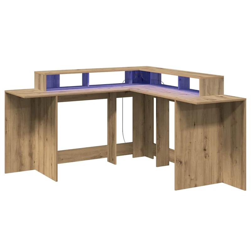Praktischer LED-beleuchteter Eck-Schreibtisch, 152 cm