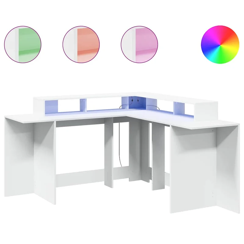Praktischer LED-beleuchteter Eck-Schreibtisch, 152 cm