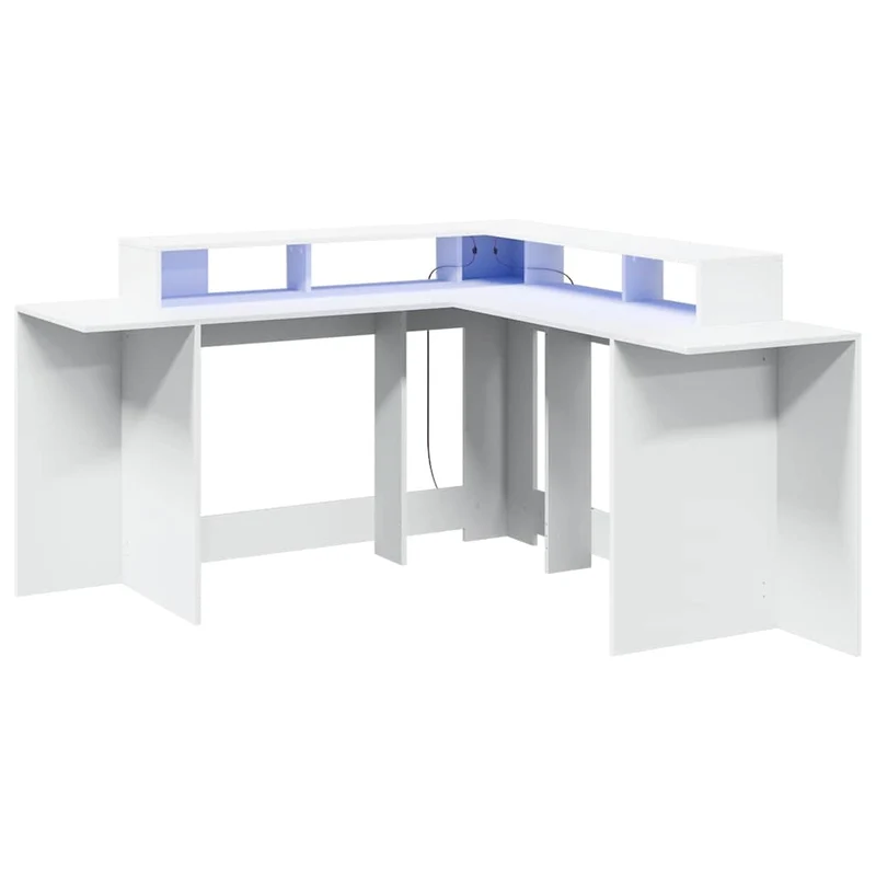 Praktischer LED-beleuchteter Eck-Schreibtisch, 152 cm