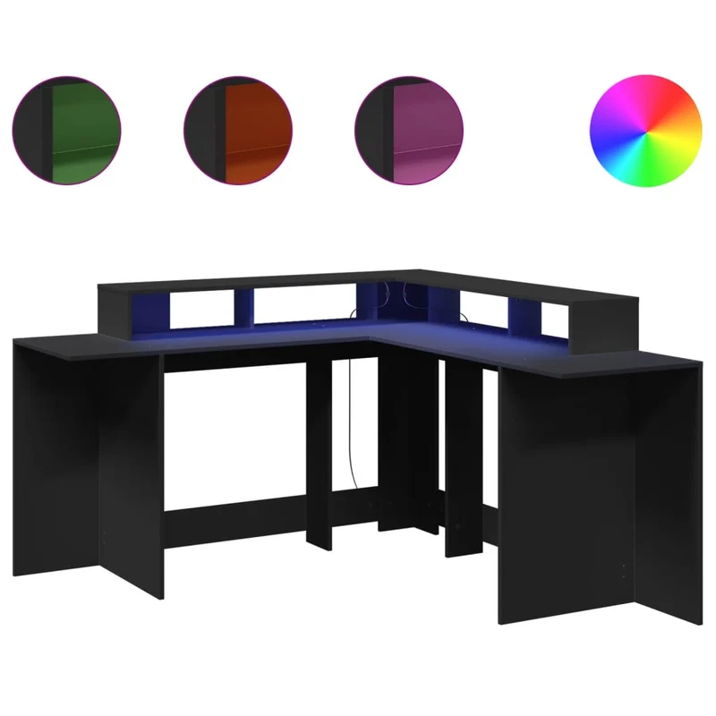 Praktischer LED-beleuchteter Eck-Schreibtisch, 152 cm