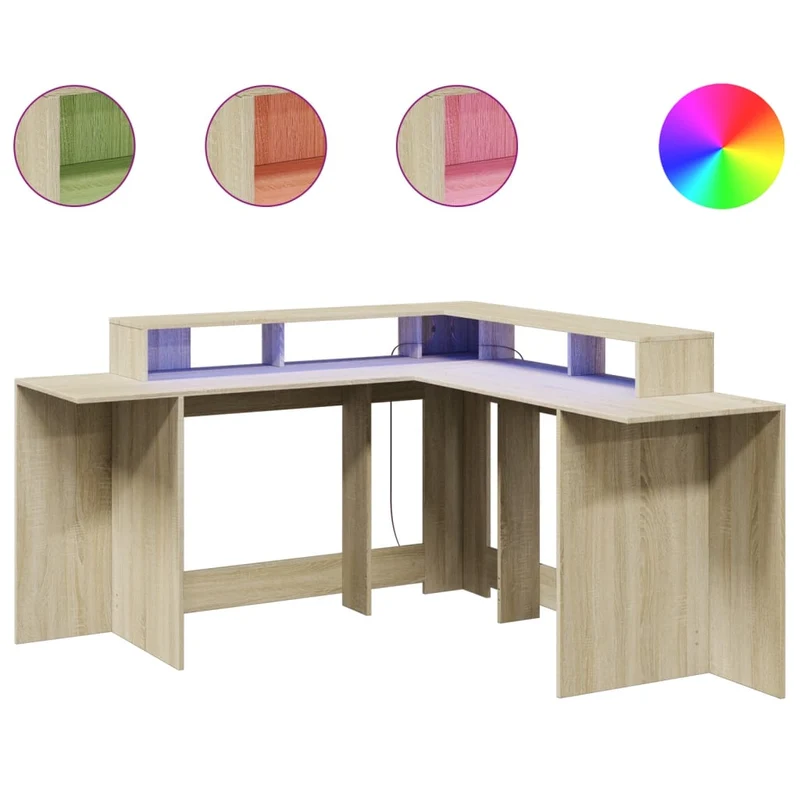 Praktischer LED-beleuchteter Eck-Schreibtisch, 152 cm