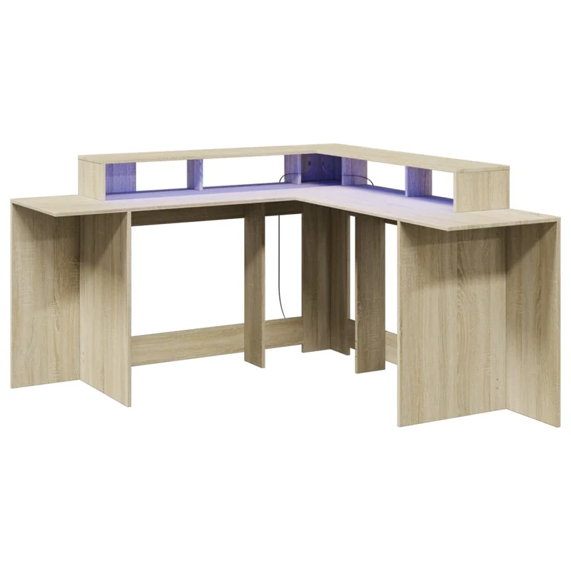 Praktischer LED-beleuchteter Eck-Schreibtisch, 152 cm