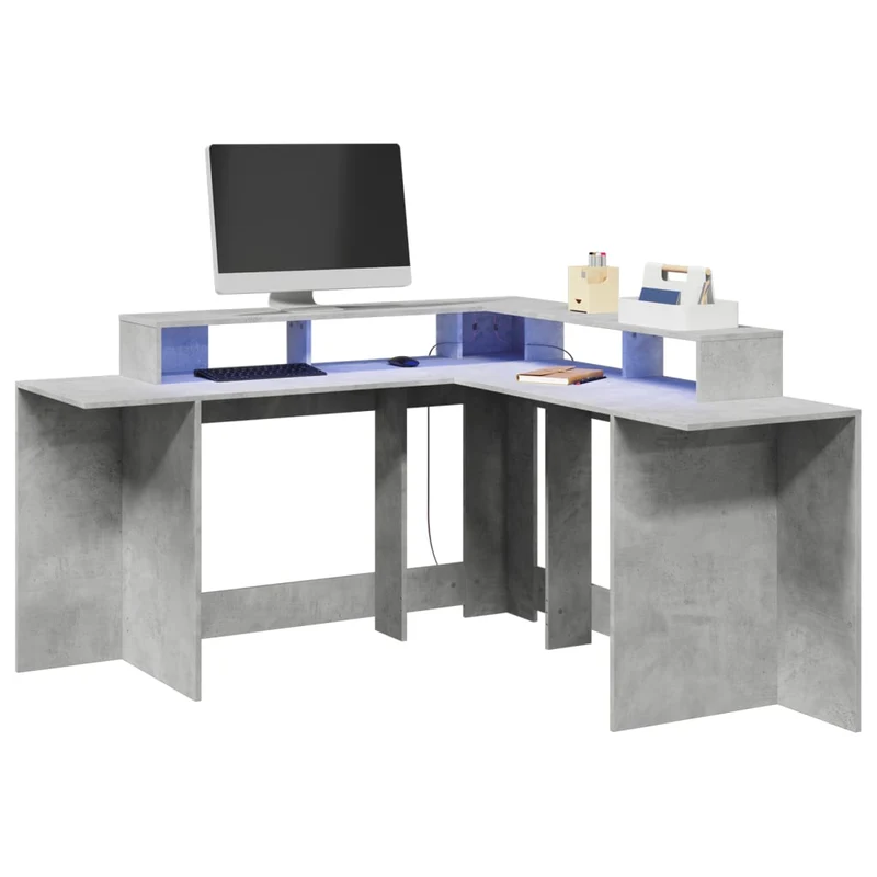 Praktischer LED-beleuchteter Eck-Schreibtisch, 152 cm