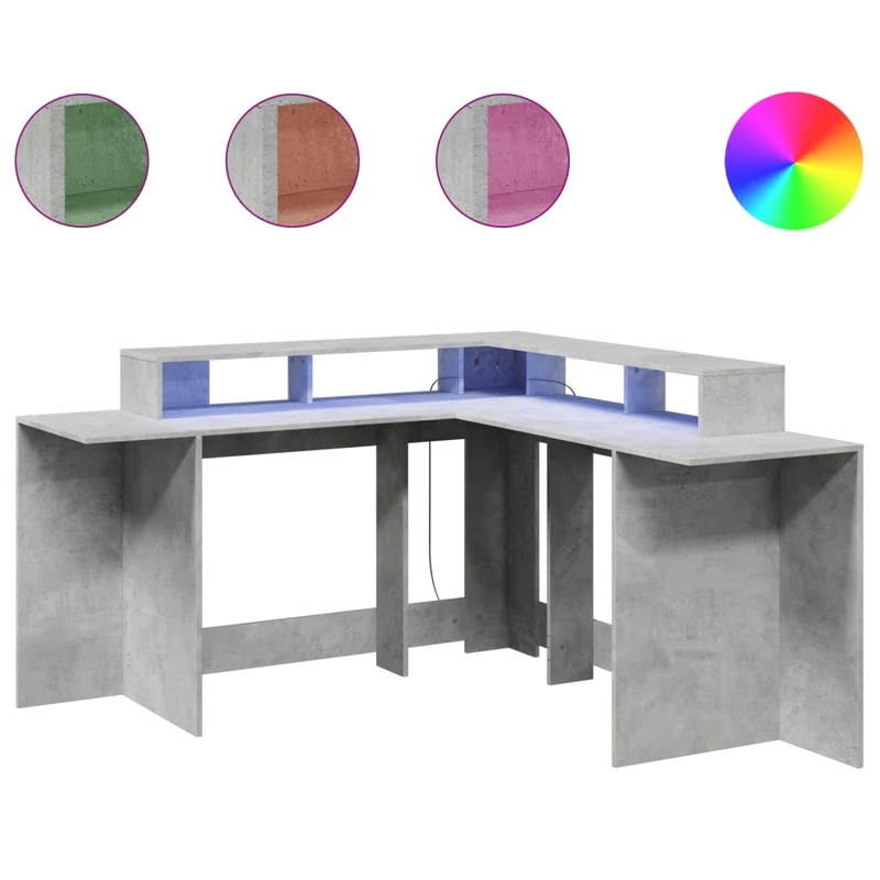 Praktischer LED-beleuchteter Eck-Schreibtisch, 152 cm