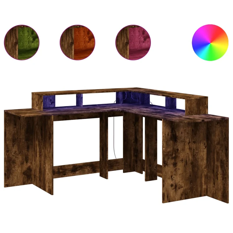 Praktischer LED-beleuchteter Eck-Schreibtisch, 152 cm
